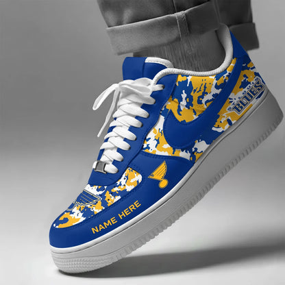 [SUPER SALE] NEW CUSTOMIZED NHL14 SLB ST. LOUIS BLUES AF1 SHOES
