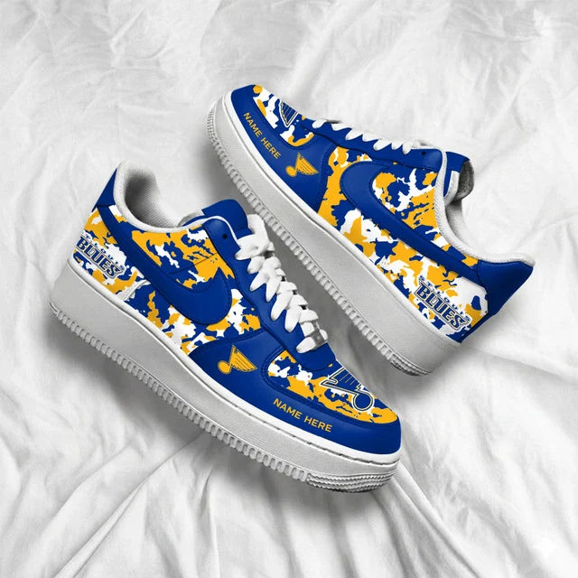 [SUPER SALE] NEW CUSTOMIZED NHL14 SLB ST. LOUIS BLUES AF1 SHOES