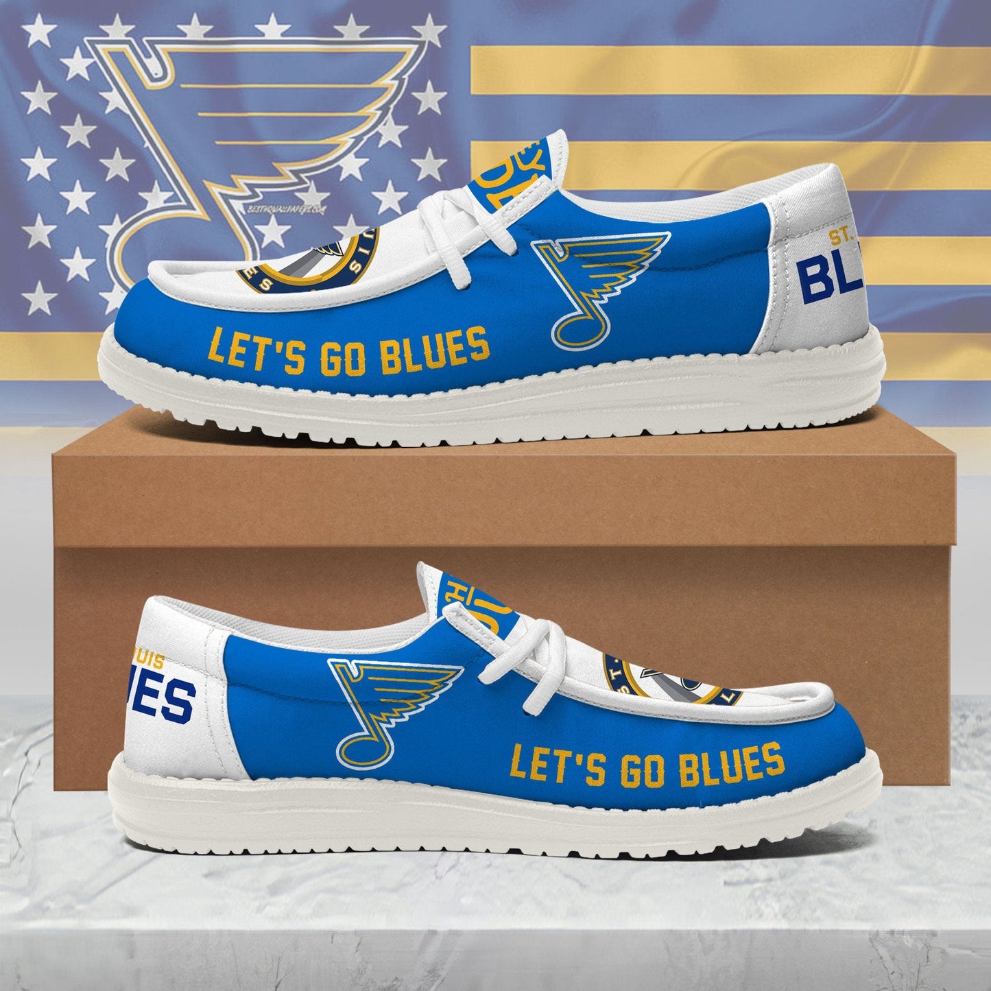 LIMITED EDITION - NEW CUSTOMIZED NHL14 SLB ST. LOUIS BLUES LOAFER SHOES