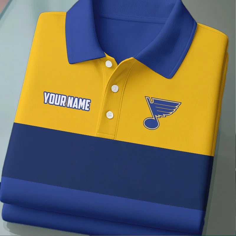 [SUPER SALE] NEW CUSTOMIZED NHL14 SLB ST. LOUIS BLUES POLO SHIRT