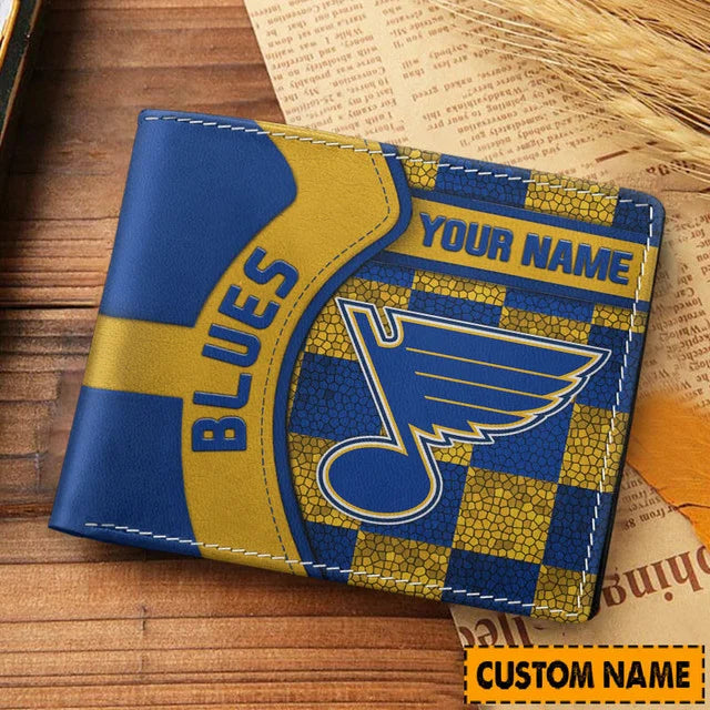 LIMITED EDITION - NEW CUSTOMIZED NHL14 SLB ST. LOUIS BLUES LEATHER WALLET