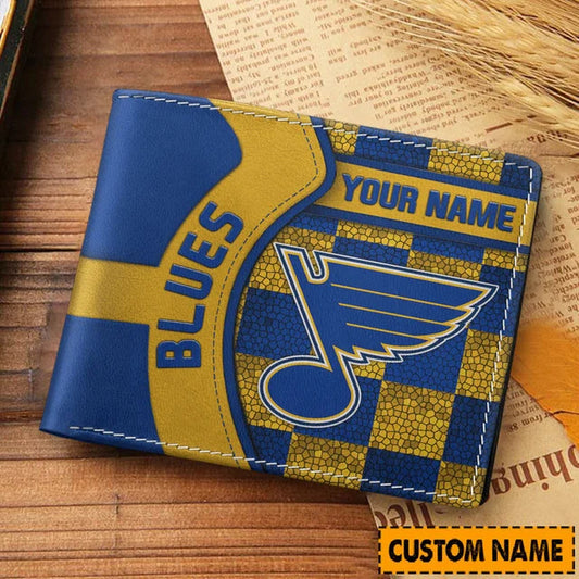 LIMITED EDITION - NEW CUSTOMIZED NHL14 SLB ST. LOUIS BLUES LEATHER WALLET