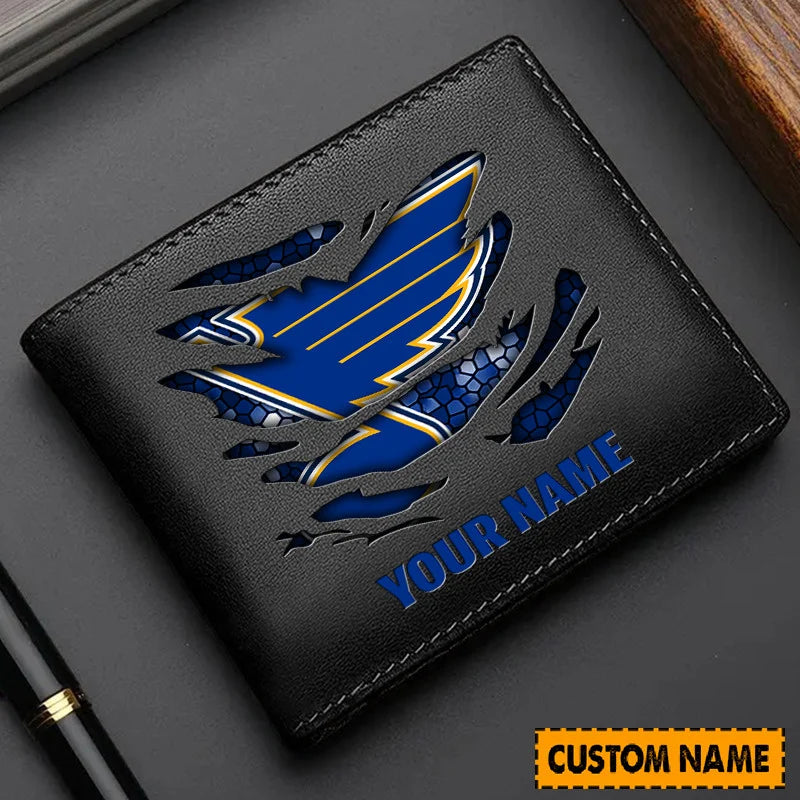 LIMITED EDITION - NEW CUSTOMIZED NHL14 SLB ST. LOUIS BLUES LEATHER WALLET