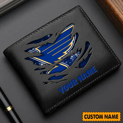 LIMITED EDITION - NEW CUSTOMIZED NHL14 SLB ST. LOUIS BLUES LEATHER WALLET