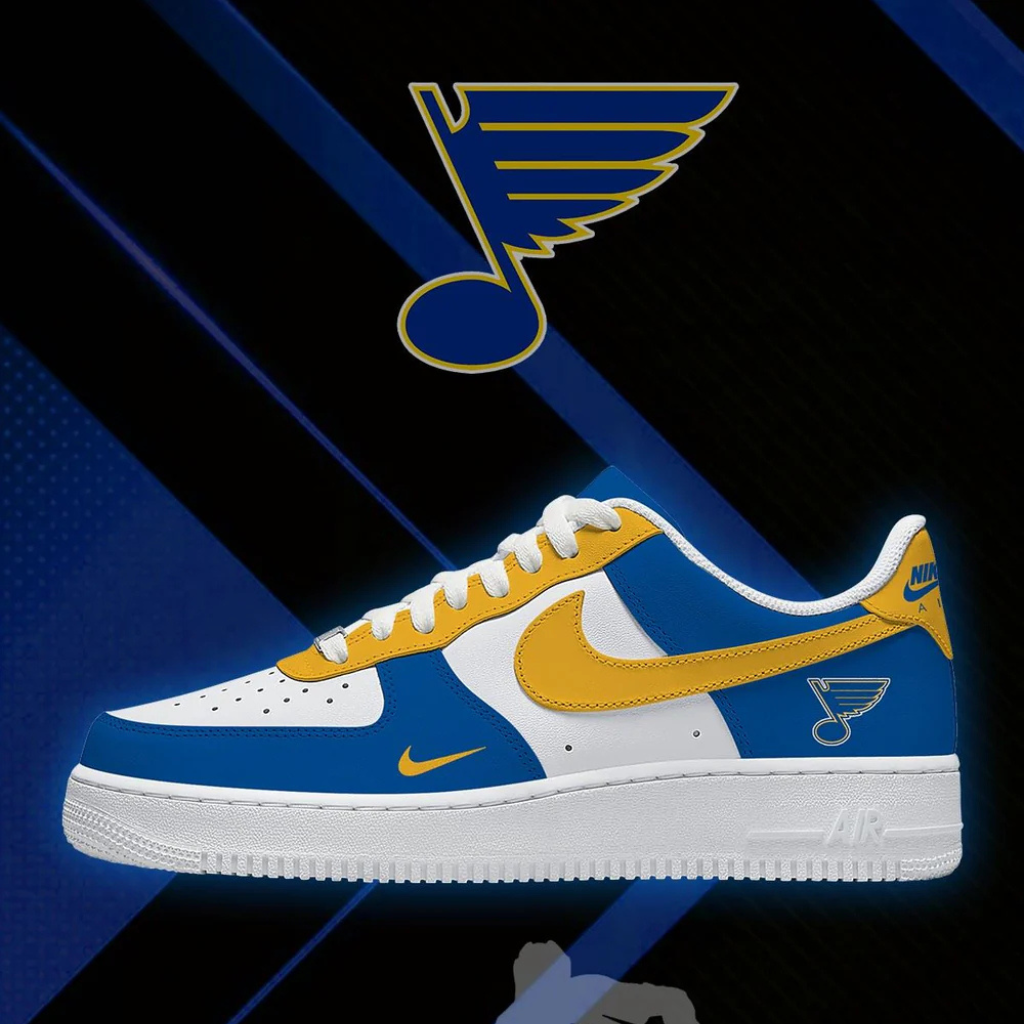 LIMITED EDITION - NEW CUSTOMIZED NHL14 SLB ST. LOUIS BLUES AF1 SHOES