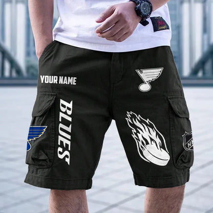 [SUPER SALE] NEW CUSTOMIZED NHL14 SLB ST. LOUIS BLUES CARGO SHORTS