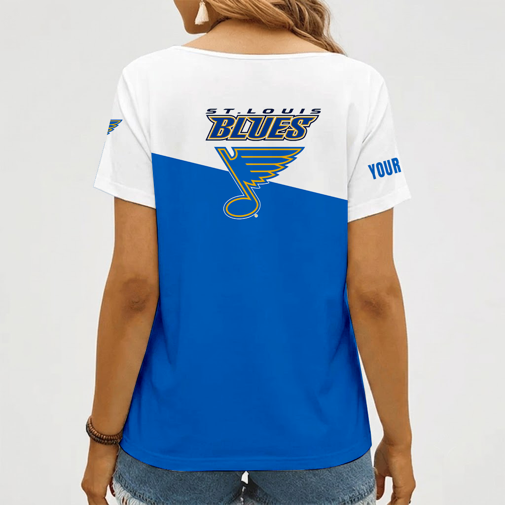 [SUPER SALE] NEW CUSTOMIZED NHL14 SLB ST. LOUIS BLUES V-NECK FEMALE SHIRT