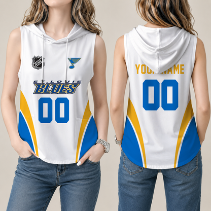 [SUPER SALE] NEW CUSTOMIZED NHL14 SLB ST. LOUIS BLUES WOMEN'S SLEEVELESS HOODED POCKET TANK TOP