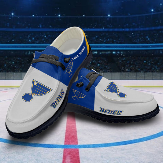 LIMITED EDITION - NEW CUSTOMIZED NHL14 SLB ST. LOUIS BLUES PREMIUM LOAFER SHOES