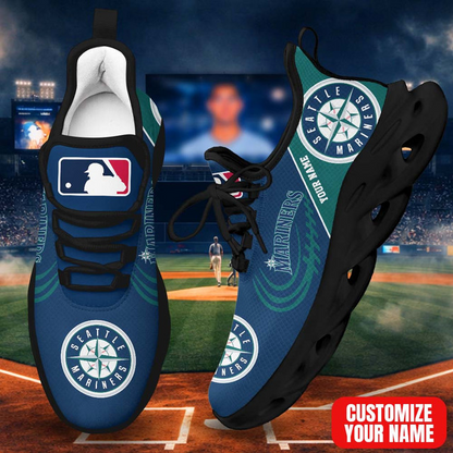 LIMITED EDITION - NEW CUSTOMIZED MLB14 SMS SEATTLE MARINERS PREMIUM CLUNKY SNEAKERS