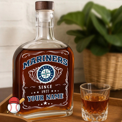 LIMITED EDITION - NEW CUSTOMIZED MLB14 SMS SEATTLE MARINERS LUXURY WHISKEY BOTTLE 450ML