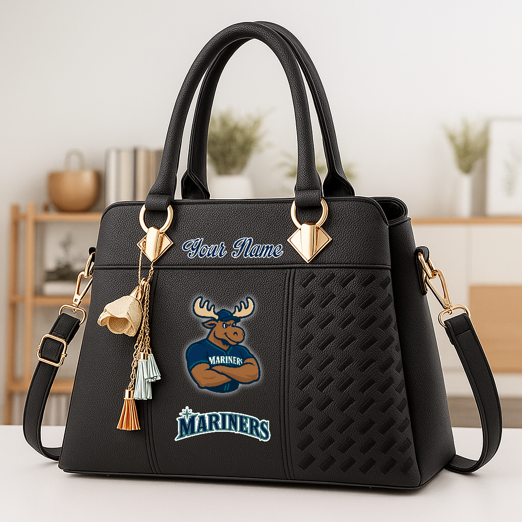 LIMITED EDITION - NEW CUSTOMIZED MLB14 SMS SEATTLE MARINERS ZIP HANDBAG MULTICOLOR