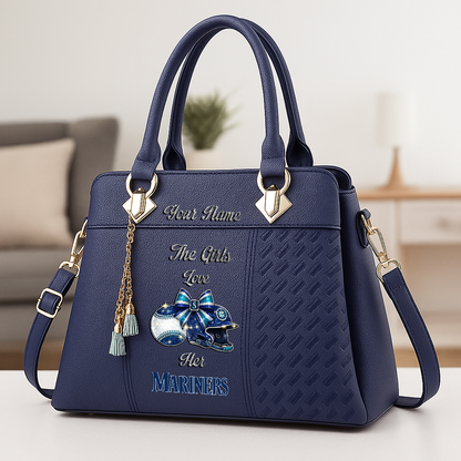 LIMITED EDITION - NEW CUSTOMIZED MLB14 SMS SEATTLE MARINERS ZIP HANDBAG MULTICOLOR