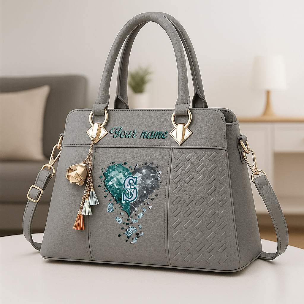 LIMITED EDITION - NEW CUSTOMIZED MLB14 SMS SEATTLE MARINERS ZIP HANDBAG MULTICOLOR