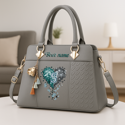 LIMITED EDITION - NEW CUSTOMIZED MLB14 SMS SEATTLE MARINERS ZIP HANDBAG MULTICOLOR