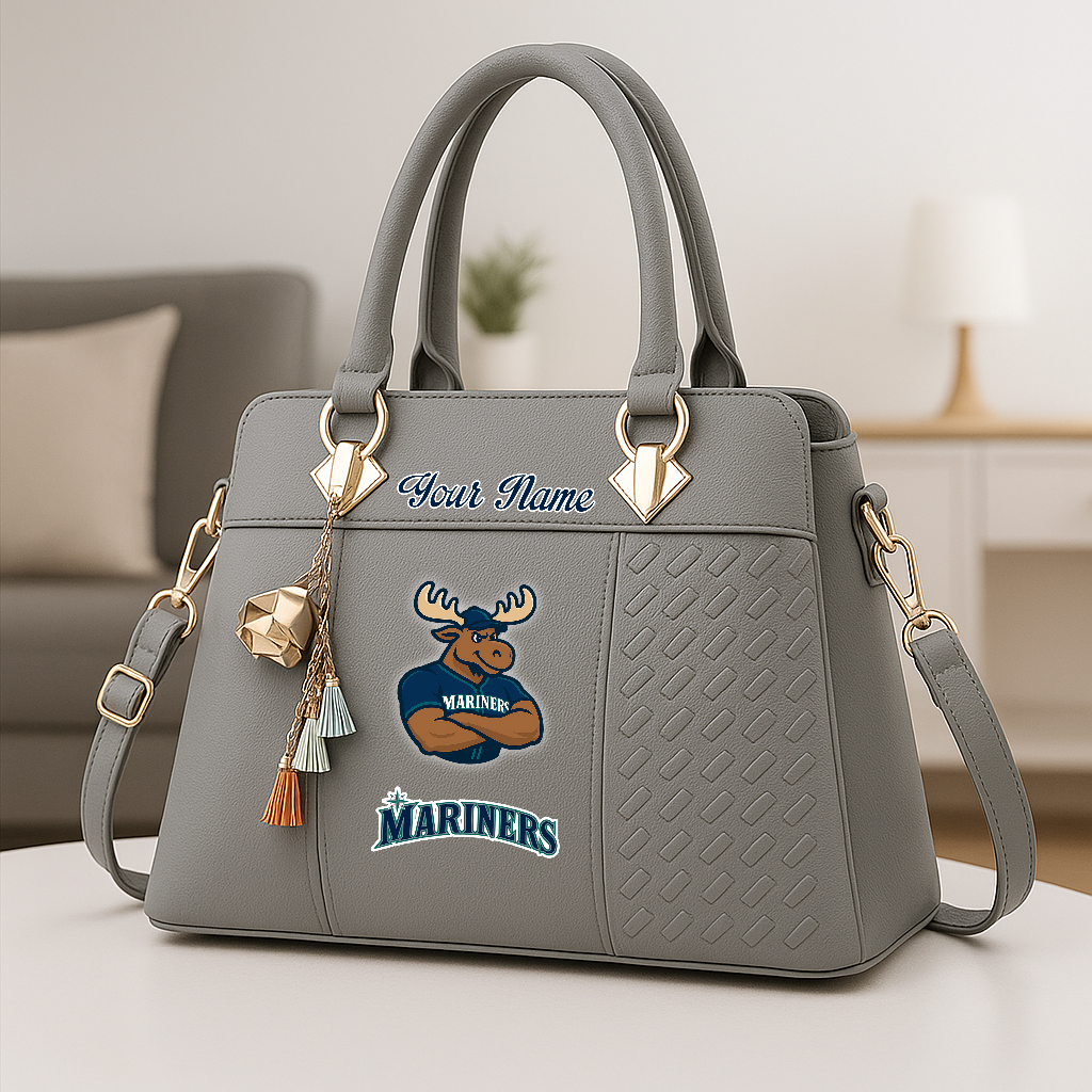 LIMITED EDITION - NEW CUSTOMIZED MLB14 SMS SEATTLE MARINERS ZIP HANDBAG MULTICOLOR