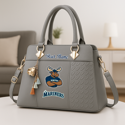 LIMITED EDITION - NEW CUSTOMIZED MLB14 SMS SEATTLE MARINERS ZIP HANDBAG MULTICOLOR