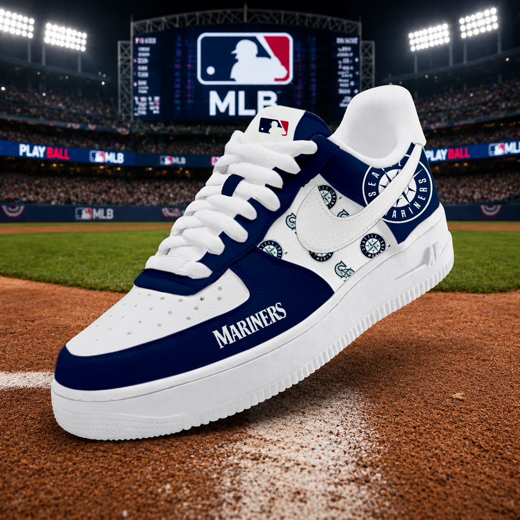 LIMITED EDITION - NEW CUSTOMIZED MLB14 SMS SEATTLE MARINERS AF1 SHOES