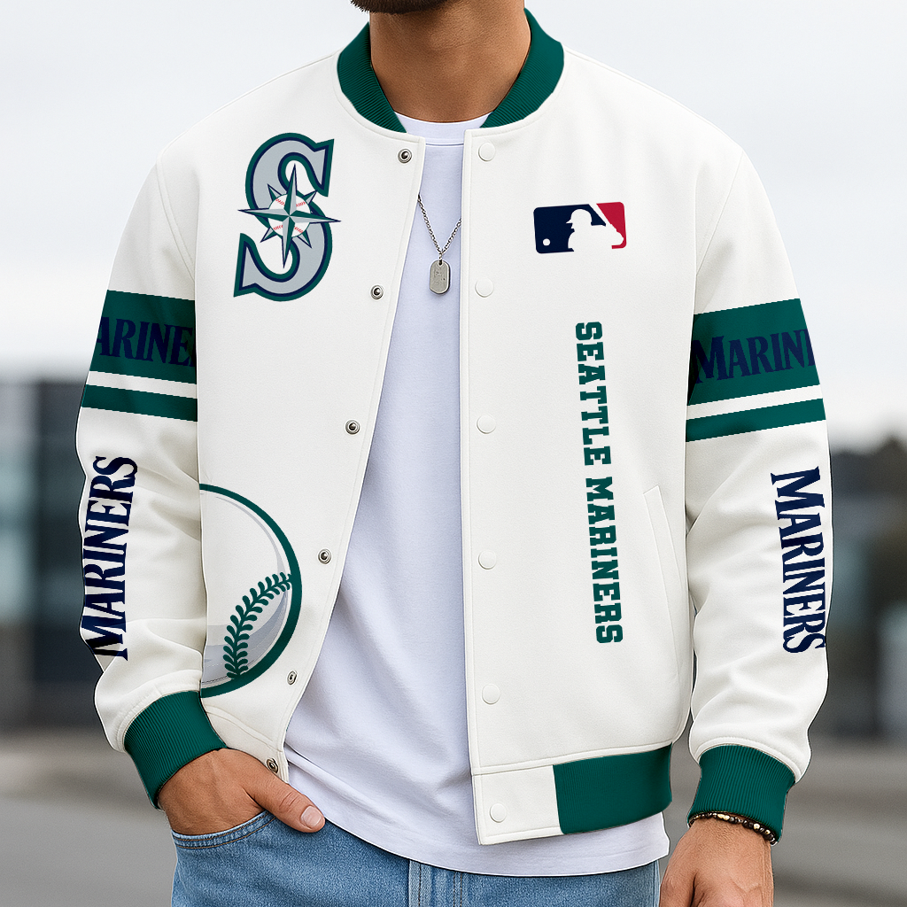 LIMITED EDITION - NEW CUSTOMIZED MLB14 SMS SEATTLE MARINERS BASEBALL JACKET, SATIN VARSITY JACKET