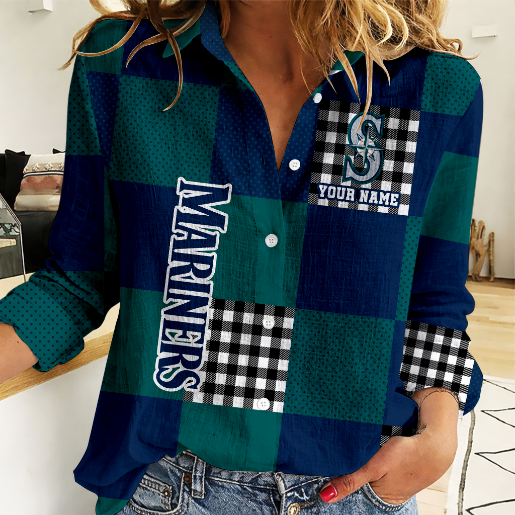 LIMITED EDITION - NEW CUSTOMIZED MLB14 SMS SEATTLE MARINERS WOMEN CASUAL SHIRT FOR FAN