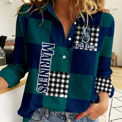 LIMITED EDITION - NEW CUSTOMIZED MLB14 SMS SEATTLE MARINERS WOMEN CASUAL SHIRT FOR FAN