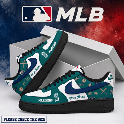 LIMITED EDITION - NEW CUSTOMIZED MLB14 SMS SEATTLE MARINERS AF1 SHOES