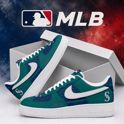 LIMITED EDITION - NEW CUSTOMIZED MLB14 SMS SEATTLE MARINERS AF1 SHOES
