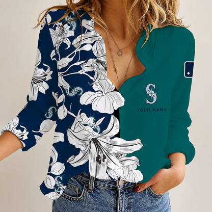 [FLASH SALE] NEW CUSTOMIZED MLB14 SMS SEATTLE MARINERS WOMEN CASUAL SHIRT