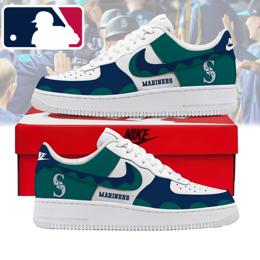 FINAL CLEARANCE - NEW CUSTOMIZED MLB14 SMS SEATTLE MARINERS AF1 SHOES