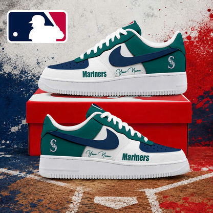 VIRAL EDITION - NEW CUSTOMIZED MLB14 SMS SEATTLE MARINERS AF1 SHOES