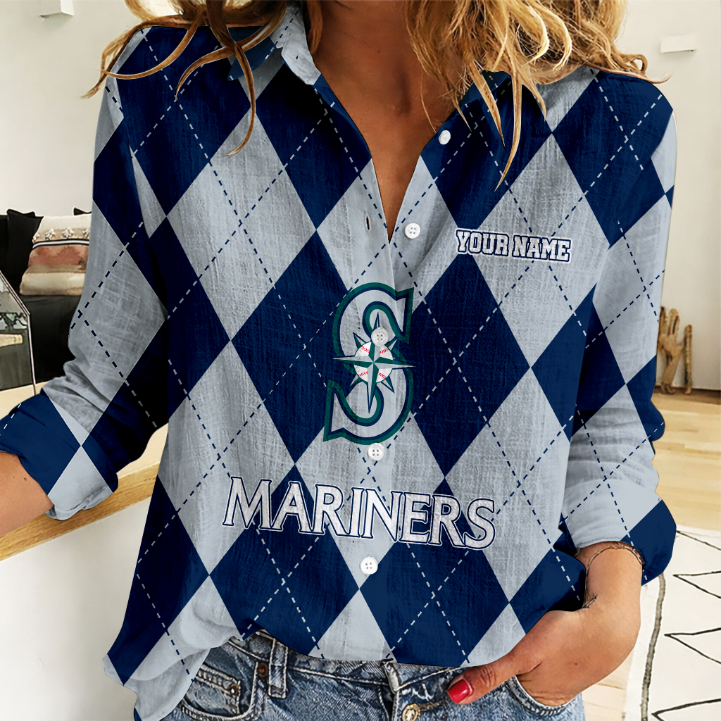 LIMITED EDITION - NEW CUSTOMIZED MLB14 SMS SEATTLE MARINERS WOMEN CASUAL SHIRT FOR FAN