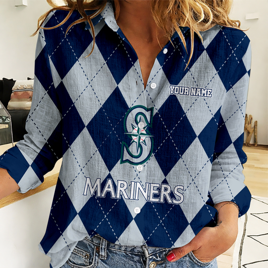 LIMITED EDITION - NEW CUSTOMIZED MLB14 SMS SEATTLE MARINERS WOMEN CASUAL SHIRT FOR FAN