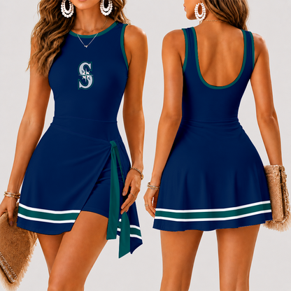 [FLASH SALE] NEW CUSTOMIZED MLB14 SMS SEATTLE MARINERS WOMEN'S SUMMER SKORT DRESS