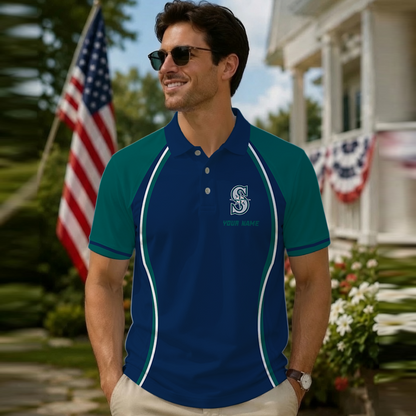 [FLASH SALE] NEW CUSTOMIZED MLB14 SMS SEATTLE MARINERS POLO SHIRT