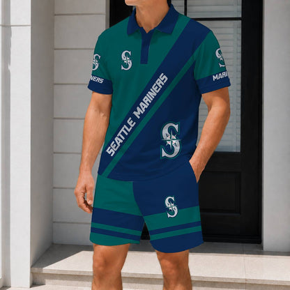 LIMITED EDITION - NEW CUSTOMIZED MLB14 SMS SEATTLE MARINERS POLO & SHORT PANTS SET