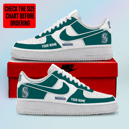 LIMITED EDITION - NEW CUSTOMIZED MLB14 SMS SEATTLE MARINERS AF1 SHOES