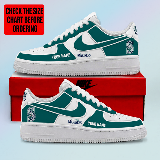 LIMITED EDITION - NEW CUSTOMIZED MLB14 SMS SEATTLE MARINERS AF1 SHOES