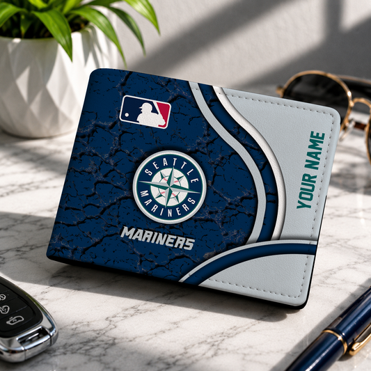 LIMITED EDITION - NEW CUSTOMIZED MLB14 SMS SEATTLE MARINERS LEATHER WALLET