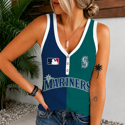 [FLASH SALE] NEW CUSTOMIZED MLB14 SMS SEATTLE MARINERS WOMEN'S V-NECK TANK TOP