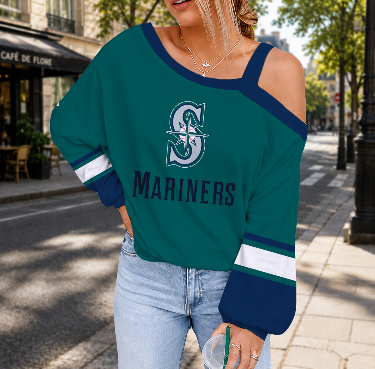 SPECIAL EDITION - NEW CUSTOMIZED MLB14 SMS SEATTLE MARINERS DROP SHOULDER SWEATSHIRT