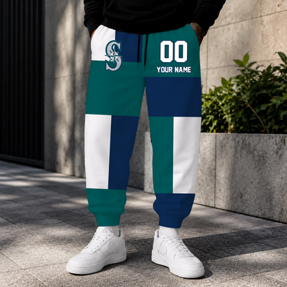 ELITE EDITION - NEW CUSTOMIZED MLB14 SMS SEATTLE MARINERS SWEATPANTS
