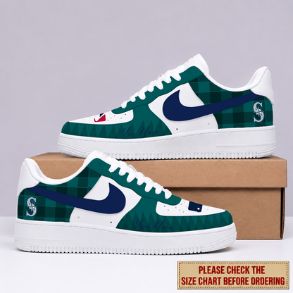 LIMITED EDITION - NEW CUSTOMIZED MLB14 SMS SEATTLE MARINERS AF1 SHOES