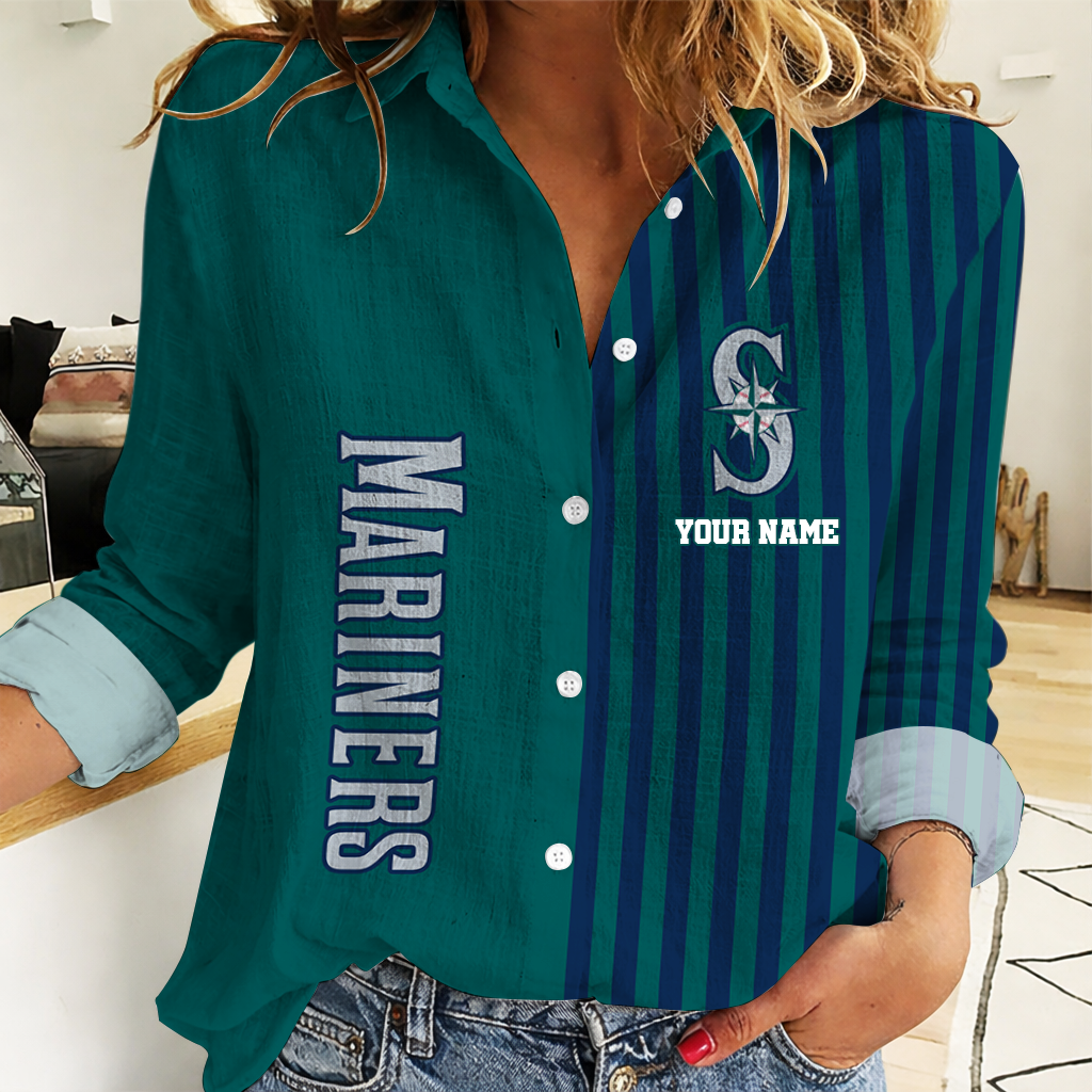 LIMITED EDITION - NEW CUSTOMIZED MLB14 SMS SEATTLE MARINERS WOMEN CASUAL SHIRT
