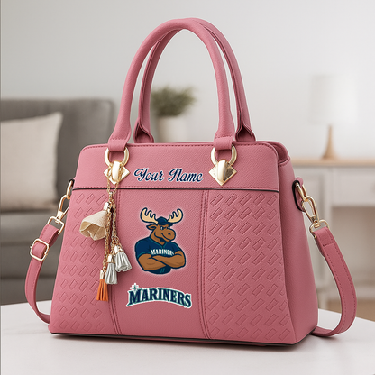 LIMITED EDITION - NEW CUSTOMIZED MLB14 SMS SEATTLE MARINERS ZIP HANDBAG MULTICOLOR