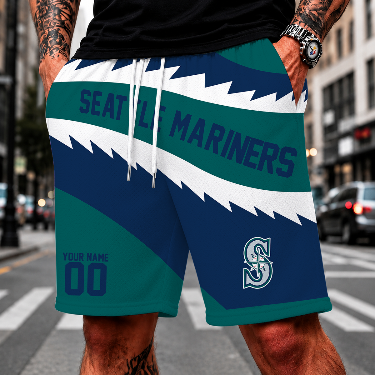 [FLASH SALE] NEW CUSTOMIZED MLB14 SMS SEATTLE MARINERS SHORT PANTS