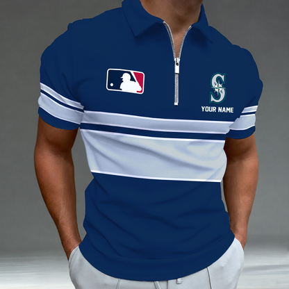 [FLASH SALE] NEW CUSTOMIZED MLB14 SMS SEATTLE MARINERS ZIP POLO SHIRT
