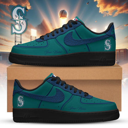 LIMITED EDITION - NEW CUSTOMIZED MLB14 SMS SEATTLE MARINERS AF1 SNEAKERS