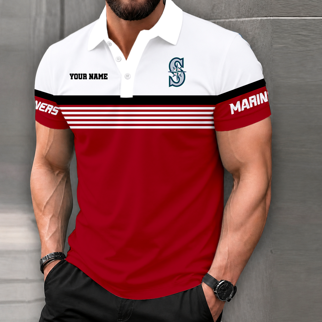 FINAL CLEARANCE - NEW CUSTOMIZED MLB14 SMS SEATTLE MARINERS POLO SHIRT