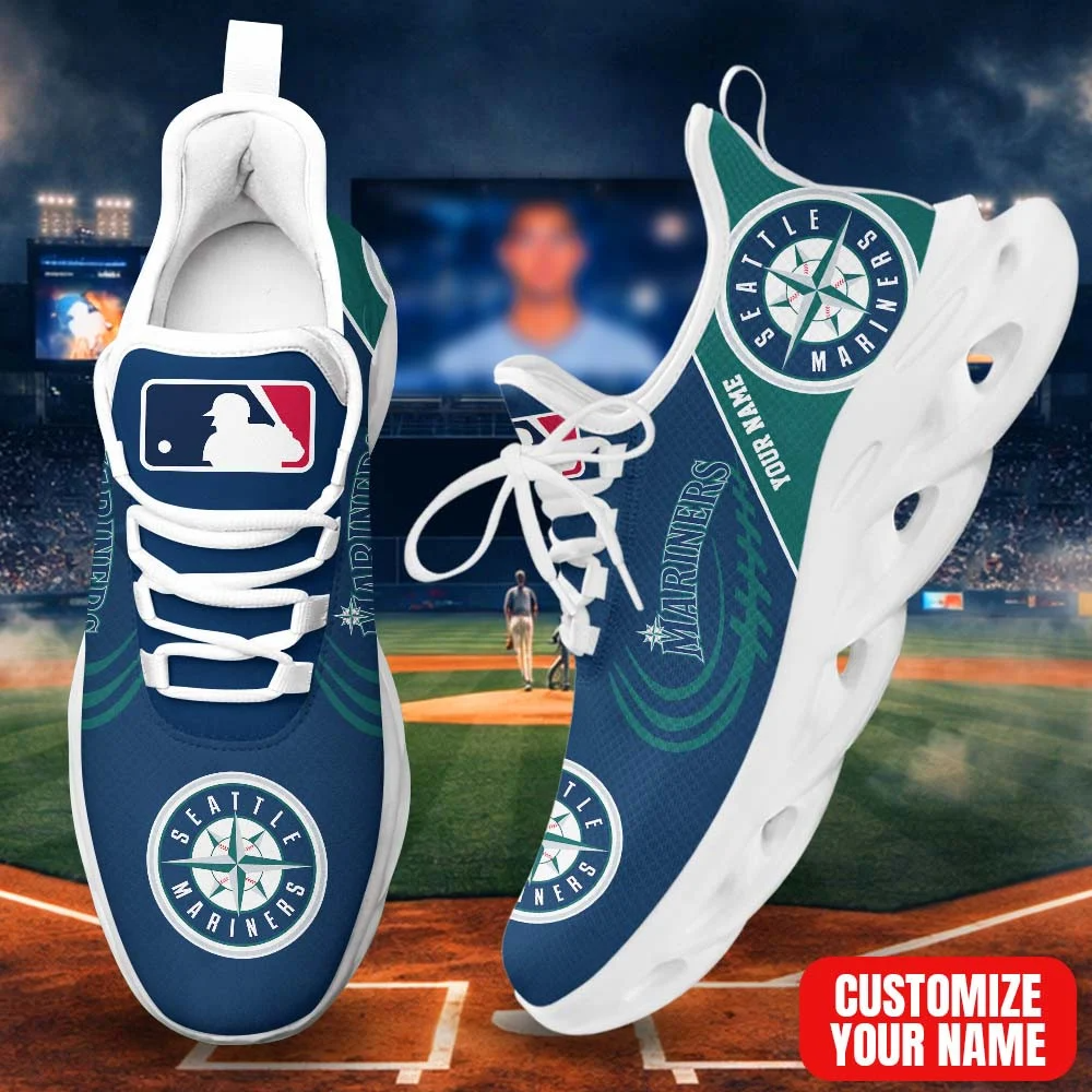 LIMITED EDITION - NEW CUSTOMIZED MLB14 SMS SEATTLE MARINERS PREMIUM CLUNKY SNEAKERS