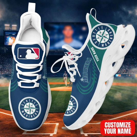 LIMITED EDITION - NEW CUSTOMIZED MLB14 SMS SEATTLE MARINERS PREMIUM CLUNKY SNEAKERS